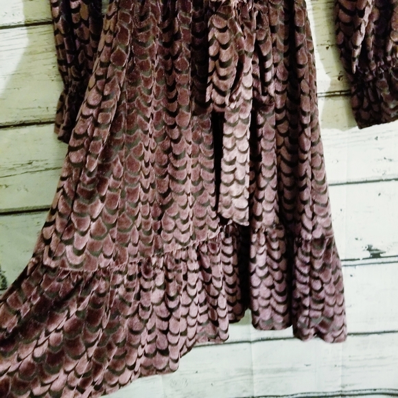 Michael Kors Purple Velvet Scalloped Belted Dress - Picture 6 of 8